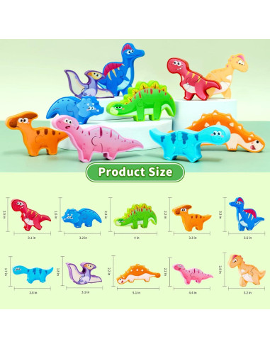 Juguete de Bloques Apilables de Madera YUNHE Dinosaurios