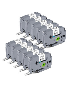 Cinta de Etiqueta TZe-231 Rocanza 12mm x 8m Negra sobre Blanca - 10-Pack