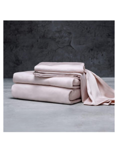 Juego de Sábanas LUXOME Individual 100% Rayón de Bambú Rubor 3 Piezas