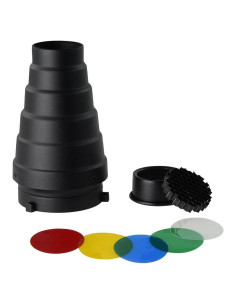 Snoot Fotodiox con Rejilla 20 y 5 Filtros de Gel Bowens