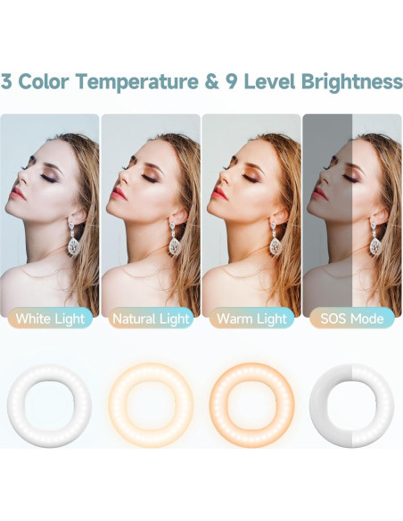 Anillo de Luz Selfie Recargable DAYFULI con Clip 9 cm