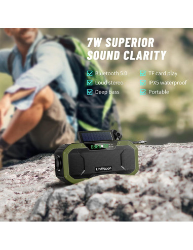 Altavoz Bluetooth a Prueba de Agua DF577 con Radio NOAA y Cargador