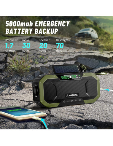 Altavoz Bluetooth a Prueba de Agua DF577 con Radio NOAA y Cargador