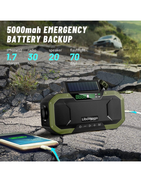 Altavoz Bluetooth a Prueba de Agua DF577 con Radio NOAA y Cargador