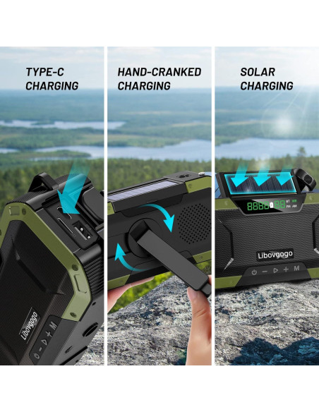 Altavoz Bluetooth a Prueba de Agua DF577 con Radio NOAA y Cargador