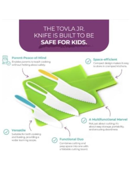 Juego de cuchillo y tabla de cortar TOVLA JR. para niños 3+