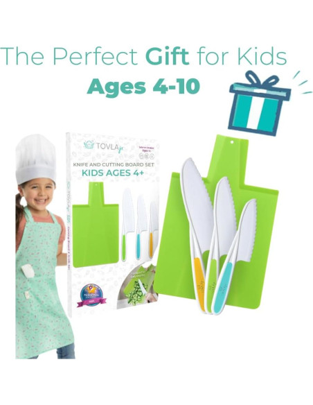 Juego de cuchillo y tabla de cortar TOVLA JR. para niños 3+
