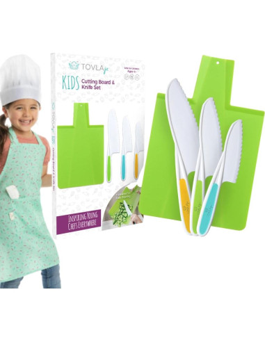 Juego de cuchillo y tabla de cortar TOVLA JR. para niños 3+