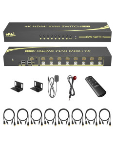 Interruptor KVM HDMI 8 Puertos eKL 4K 60Hz con Audio 3.5mm
