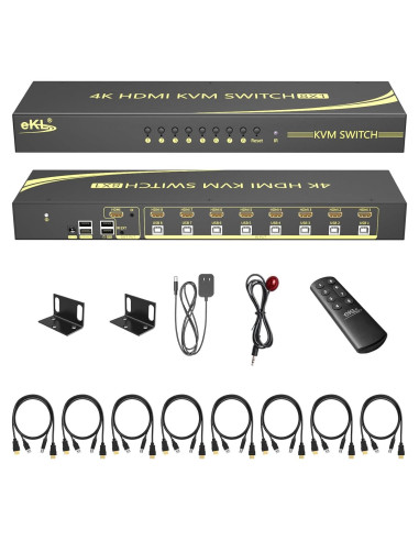 Interruptor KVM HDMI 8 Puertos eKL 4K 60Hz con Audio 3.5mm