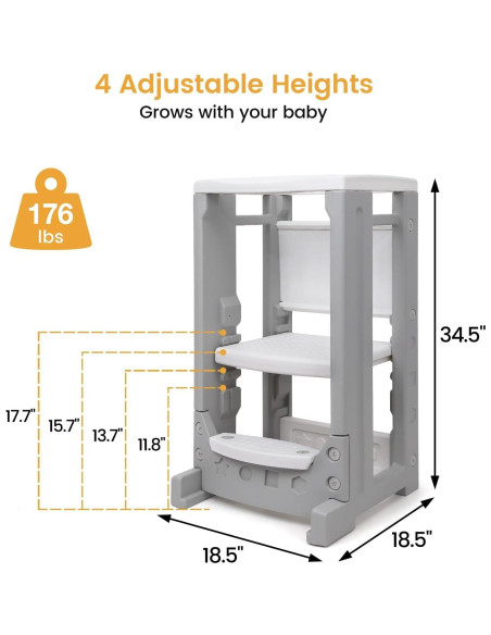 Torre para Niños Ajustable GAOMON con Pizarra Borrable
