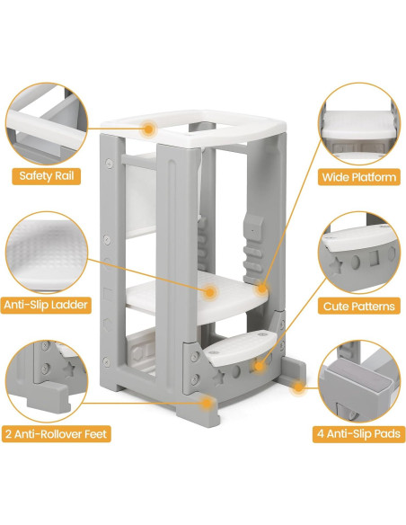 Torre para Niños Ajustable GAOMON con Pizarra Borrable