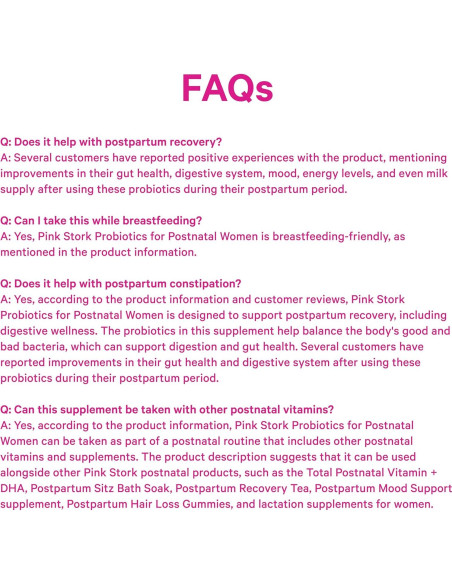 Probioticos Postnatales Pink Stork - 30 Cápsulas con Ashwagandha