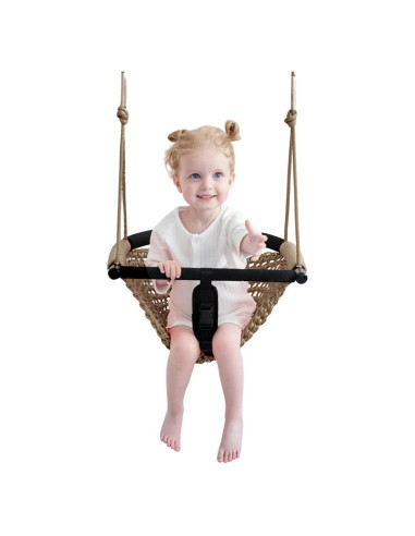 Columpio 2 en 1 para Bebés y Niños ROPECUBE - Marrón Claro