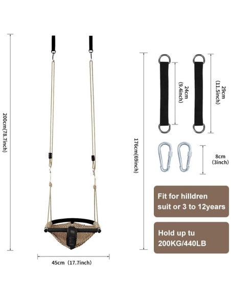 Columpio 2 en 1 para Bebés y Niños ROPECUBE - Marrón Claro