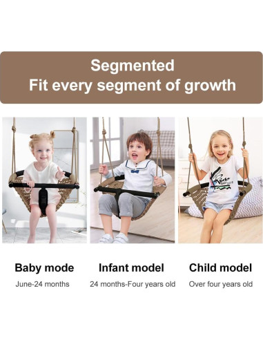 Columpio 2 en 1 para Bebés y Niños ROPECUBE - Marrón Claro