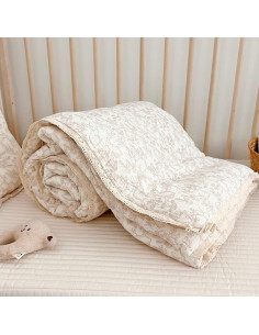 Manta Acolchada BuLuTu para Niños Conejo Floral 119x150cm 2