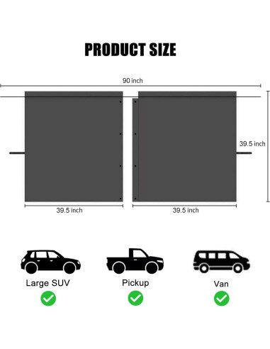 Cortina de Privacidad MEEWOO Negra 200.7x100.3 cm para Auto