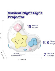 Máquina de Ruido Blanco para Bebés CXJOIGXI 108 Canciones Luz Nocturna 2