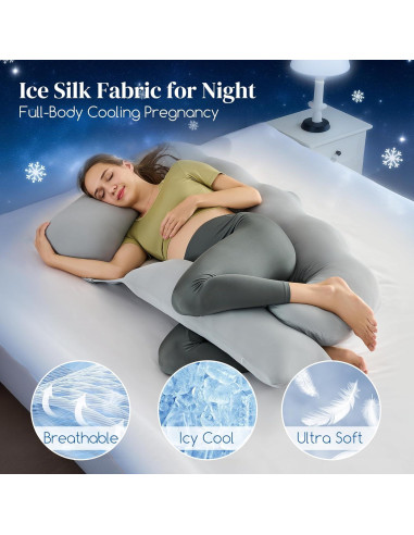 Almohada de Embarazo HOTHUGZ 129.54 cm Refrigerante Gris