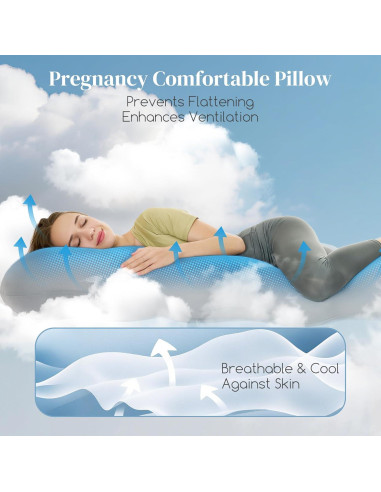 Almohada de Embarazo HOTHUGZ 129.54 cm Refrigerante Gris