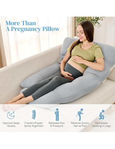Almohada de Embarazo HOTHUGZ 129.54 cm Refrigerante Gris