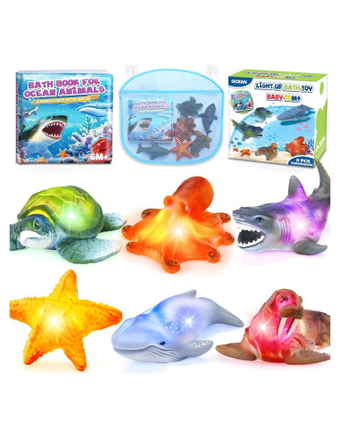 Paquete de 6 Juguetes de Baño Iluminados KarberDark