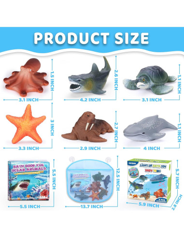 Paquete de 6 Juguetes de Baño Iluminados KarberDark