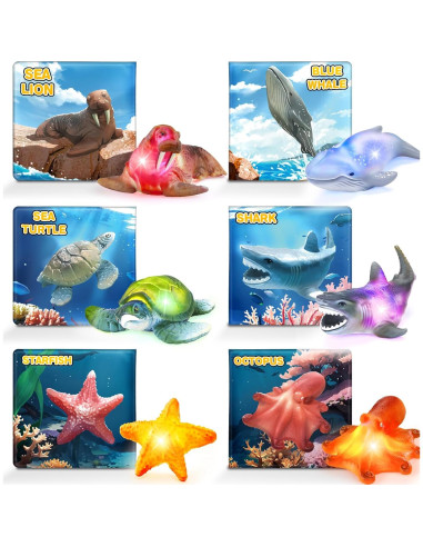 Paquete de 6 Juguetes de Baño Iluminados KarberDark