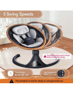Columpio Eléctrico LAREX para Bebés 0-6 Meses 5 Velocidades 2