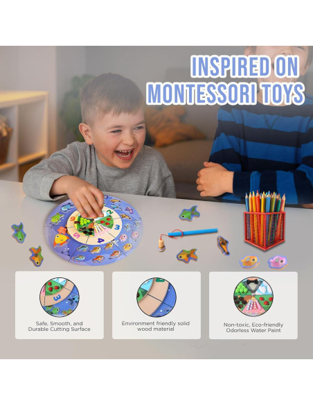 Juego de Pesca Magnético de Madera TUTATU para Niños 3-5 Años