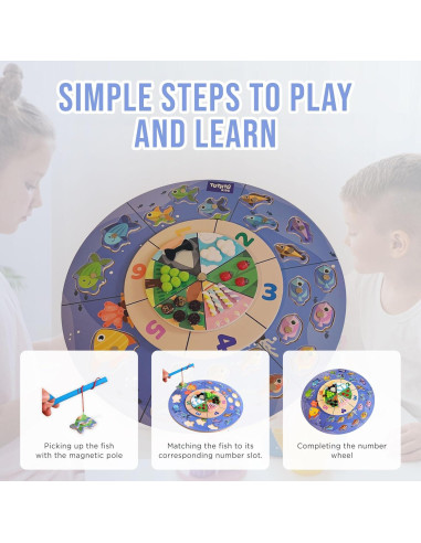 Juego de Pesca Magnético de Madera TUTATU para Niños 3-5 Años