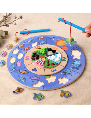 Juego de Pesca Magnético de Madera TUTATU para Niños 3-5 Años