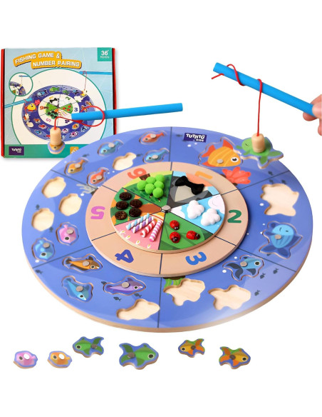 Juego de Pesca Magnético de Madera TUTATU para Niños 3-5 Años