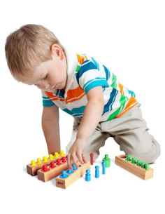 Bloques de Cilindros con Perillas BOHS Montessori - 6 Piezas - 17 cm 2