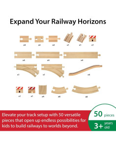 Paquete de Pistas de Tren de Madera BRIO - 50 Piezas - FSC 2