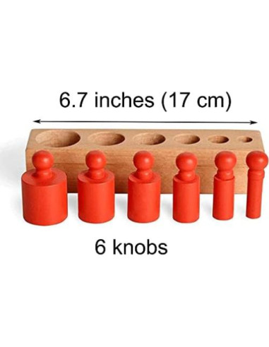 Bloques de Cilindros con Perillas BOHS Montessori - 6 Piezas - 17 cm