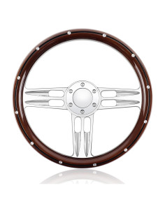 Volante de Madera QYMOPAY 14-15" 3 Rayos 6 Agujeros Rally