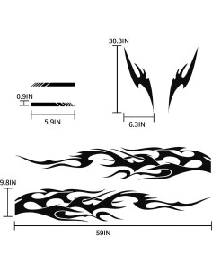 Set 6 Calcomanías de Vinilo para Auto LANZMYAN Negro 24.9x149.9cm 2