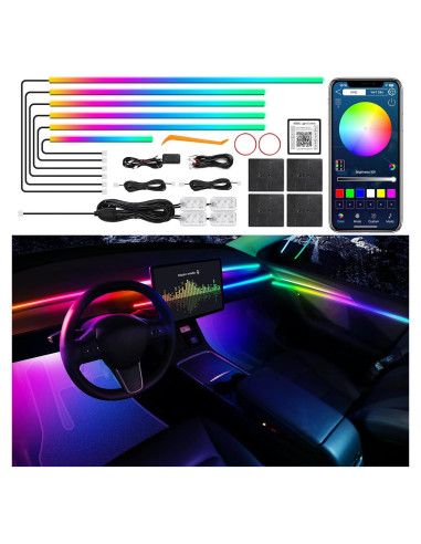 Kit de Iluminación LED Interior para Automóvil MAODANER 10 en 1 RGB