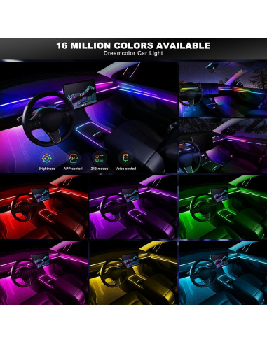 Kit de Iluminación LED Interior para Automóvil MAODANER 10 en 1 RGB