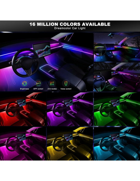 Kit de Iluminación LED Interior para Automóvil MAODANER 10 en 1 RGB