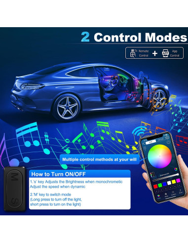 Kit de Iluminación LED Interior para Automóvil MAODANER 10 en 1 RGB