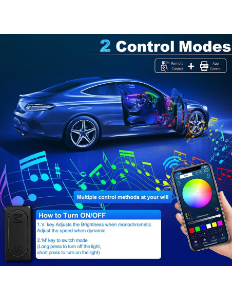 Kit de Iluminación LED Interior para Automóvil MAODANER 10 en 1 RGB