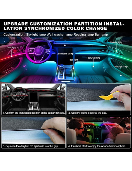 Kit de Iluminación LED Interior para Automóvil MAODANER 10 en 1 RGB