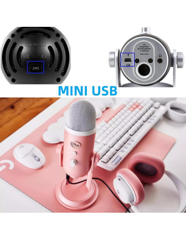 Cable de Alimentación Mini USB Sqrmekoko 0.79m para Blue Yeti