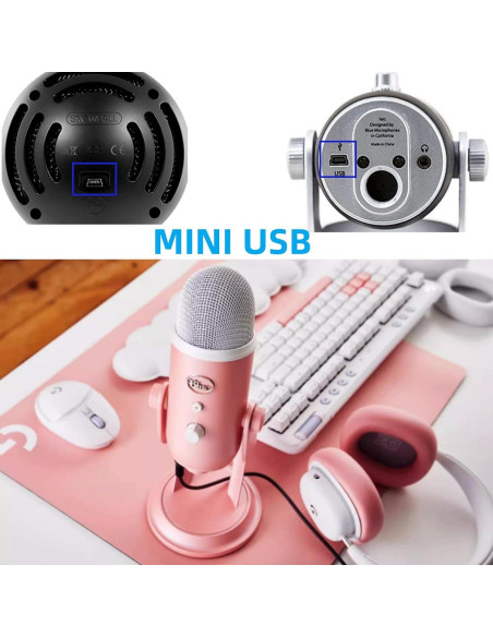 Cable de Alimentación Mini USB Sqrmekoko 0.79m para Blue Yeti