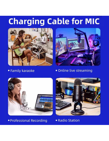 Cable de Alimentación Mini USB Sqrmekoko 0.79m para Blue Yeti