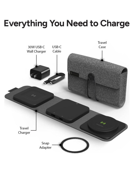 Estación de Carga Inalámbrica Mophie 3 en 1 para Viajes