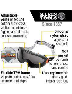 Gafas de Seguridad Klein Tools 60480, Lente Gris Antivaho UV 2